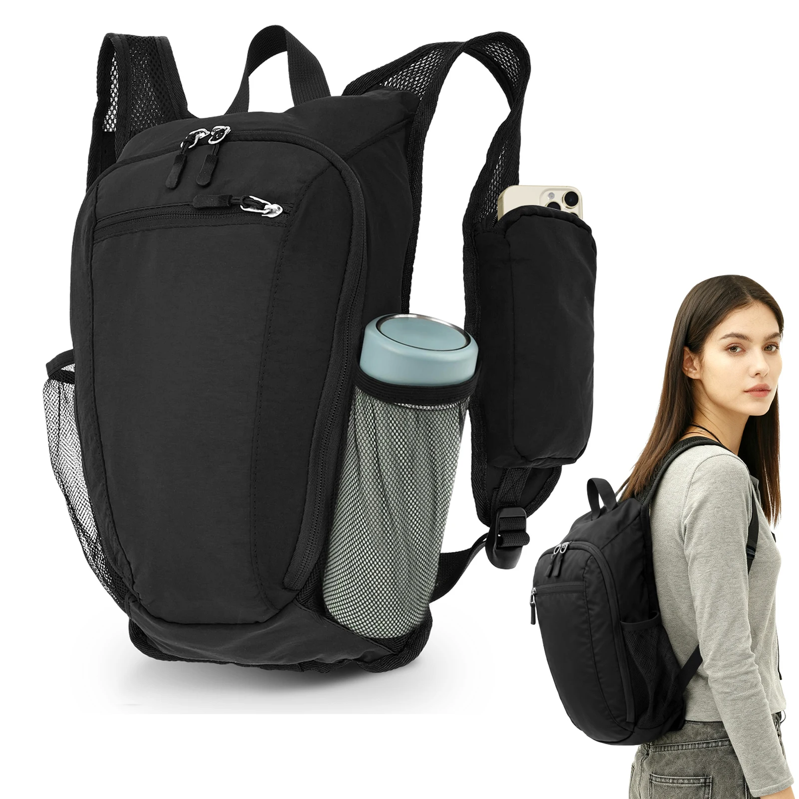 Foldable Backpack Small - กระเป๋าเป้เดินป่าขนาดเล็ก 10 ลิตร สายสะพายไหล่คู่แบบพับได้ กระเป๋าปีนเขาแบบพกพา น้ำหนักเบา