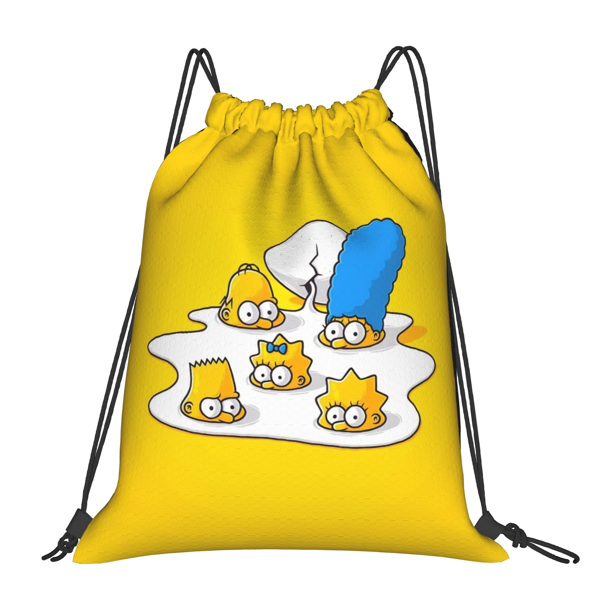 Drawstring Gym Bag - กระเป๋าเป้เชือกรูดลายการ์ตูนซิมป์สันส์ กระเป๋าเป้กีฬาสำหรับออกกำลังกาย กันน้ำ