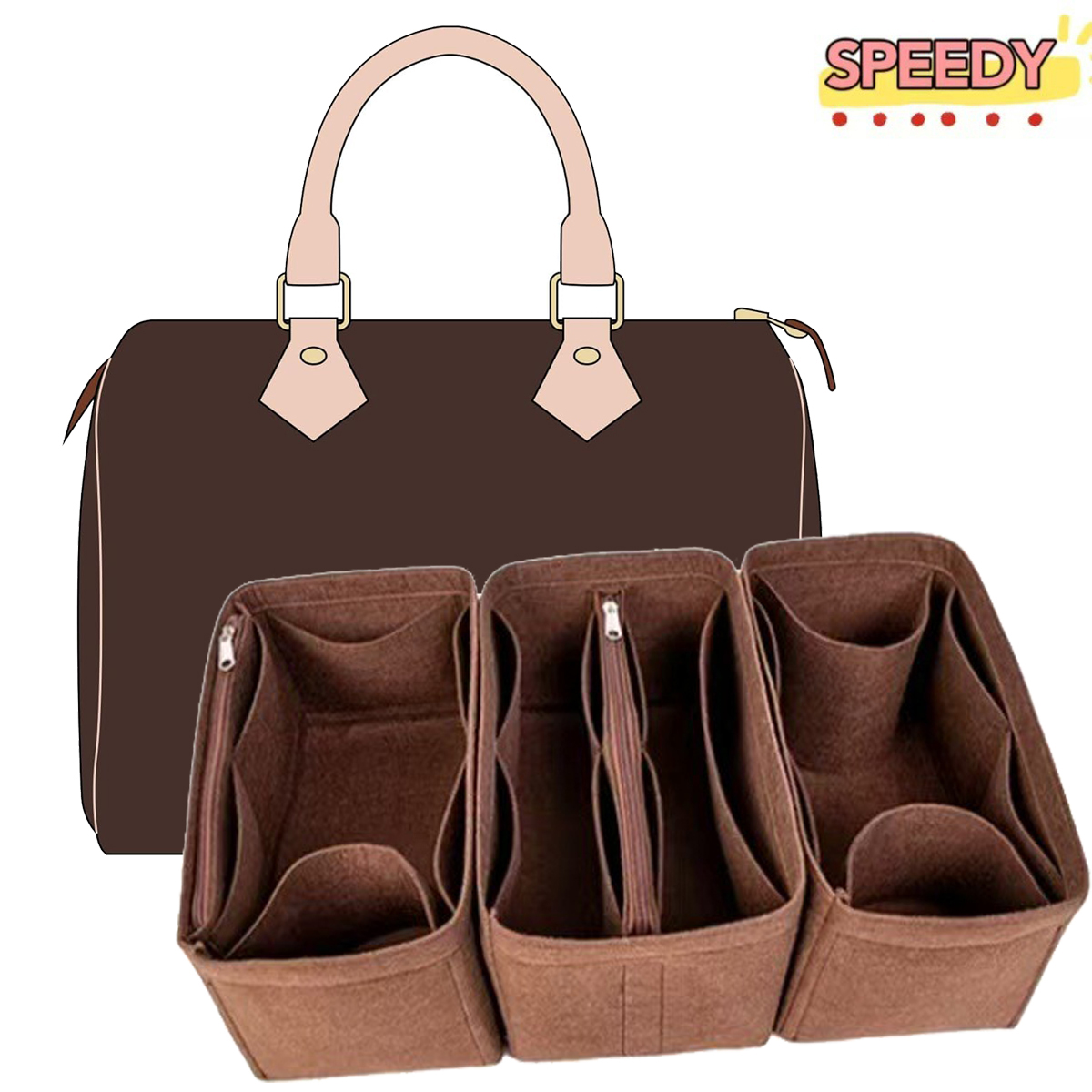 Backpack Insert Organizer - กระเป๋าจัดระเบียบแบบถอดได้สำหรับกระเป๋าถือหรู Speedy 25 30 35 กระเป๋าเครื่องสำอาง