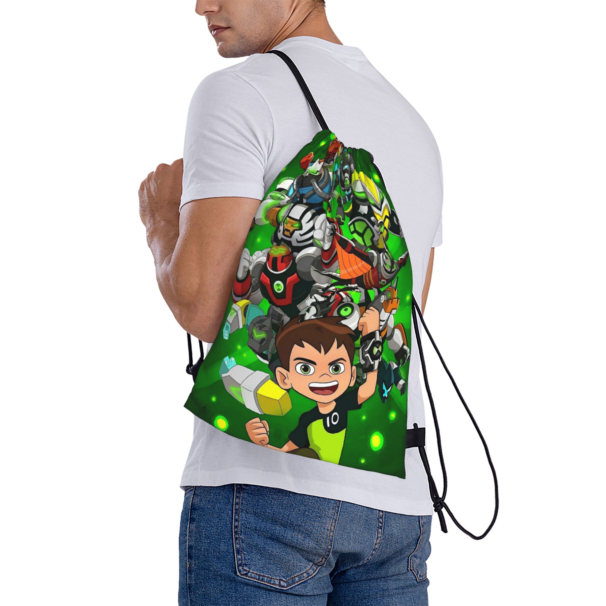 Drawstring Gym Bag - กระเป๋าเป้สะพายหลัง Ben 10 Alien Ben Tennyson