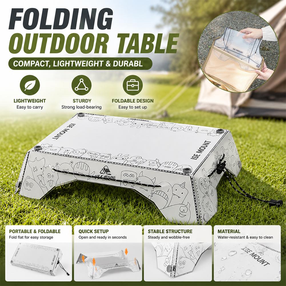 Foldable Backpack Small - โต๊ะพับสำหรับตั้งแคมป์ น้ำหนักเบาพิเศษ ถาดขนาดเล็ก วัสดุ PP อุปกรณ์เดินป่าแบบพกพา